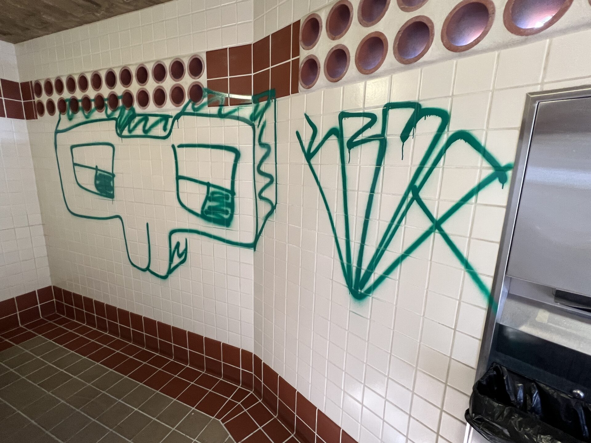 First Murphy restroom with graffiti